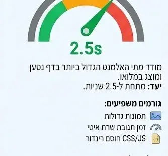מודד כמה זמן לוקח לאלמנט המרכזי בעמוד להיטען (תמונה ראשית / כותרת).